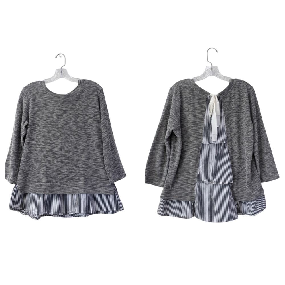 Clu‎ + Willoughby Womens Tiered Ruffle Back Top Size M Mixed Print Cottagecore